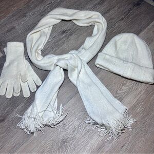 🧣 Cozy White Knit Winter Set – SUPER soft Scarf, Gloves & Beanie